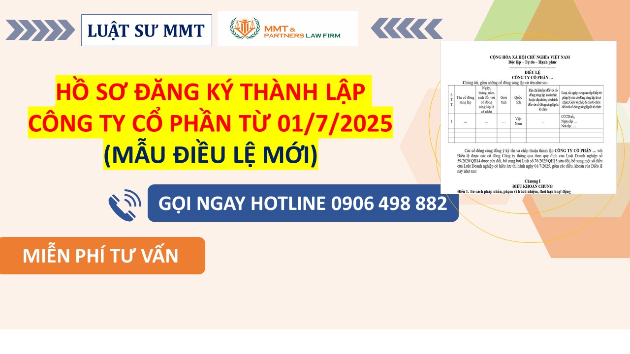 Hồ sơ đăng ký thành lập Công ty cổ phần từ ngày 01/7/2025 (Mẫu điều lệ mới)