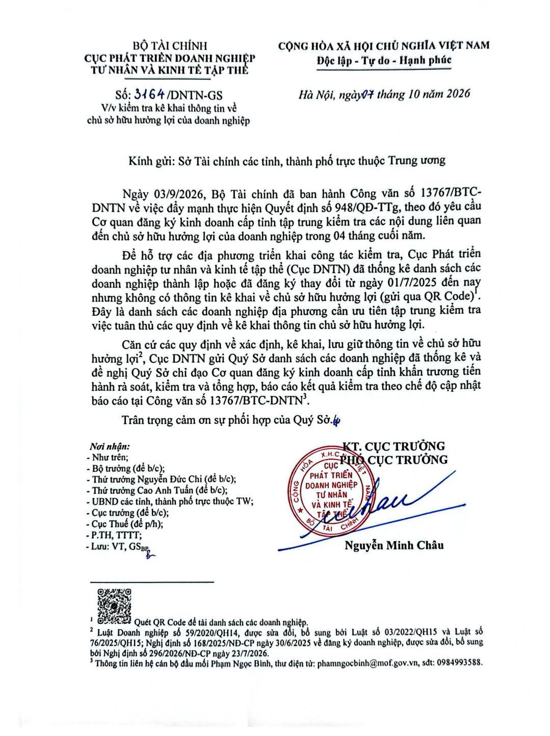 Danh sách các doanh nghiệp thành lập hoặc đã đăng ký thay đổi từ 01/7/2025 đến nay nhưng không có kê khai thông tin về chủ sở hữu hưởng lợi